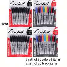 4 set di 40 pennarelli di colori diversi, inclusi 20 pennarelli colorati e 20 pennarelli permanenti neri. Questi pennarelli sono resistenti all'acqua, asciugano velocemente e sono adatti per l'uso in aule e uffici, oltre che per i materiali scolastici per l'arte