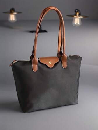 1-delad enkel och mångsidig Casual mångsidig enfärgad stor dragkedja med stor kapacitet Axelväska för kvinnor Kan bäras tvärs över kroppen Lämplig för shopping, semester, arbete och pendling Dammode axelväska