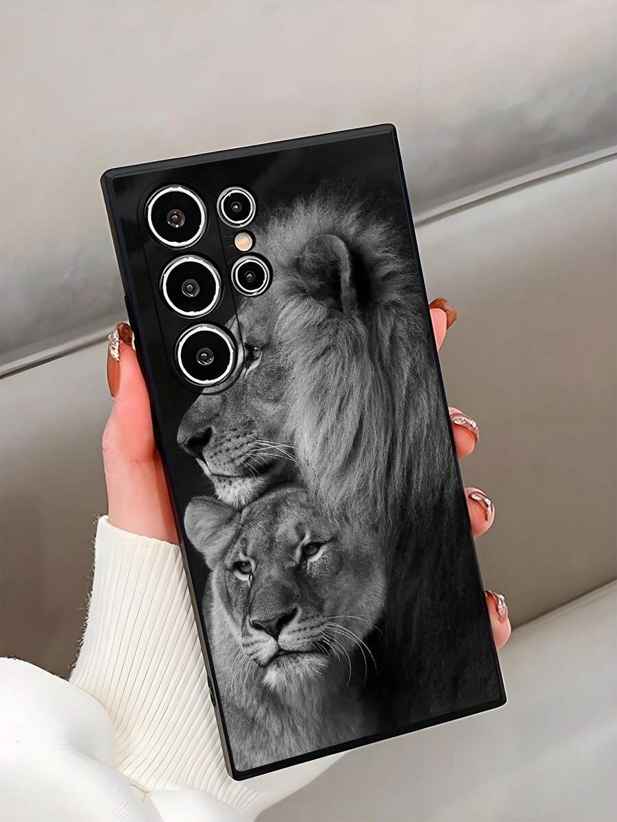 1个保护性狮子拥抱防震防滑黑色手机壳，兼容Galaxy A04e/A05s/A13/A14/A15/A34/A35/A50/A52/A53/A54/S21/S22/S23/S24/S25/S25Ultra/24fe，防水防摔防刮，国际版，非国内版 - 黑色 - 查看 1