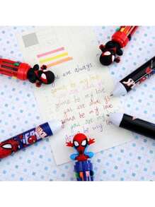 Marvel Bolígrafo multicolor con diseño de Spider-Man de Marvel, con 10 recambios de diferentes colores, bolígrafo multicolor muy atractivo con imagen del héroe, ideal para tomar notas en el aula, escribir a mano, útiles escolares exquisitos, adecuado para útiles escolares, recompensas en el aula, regalos de vacaciones, cuadernos, aprendizaje de regreso a la escuela.