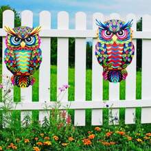1/4PC Metal Owl Garden Decor - Handcrafted Wall Hanging Sculpture For Fence & Outdoor Art | Weatherproof Yard Ornament - A - View 10
