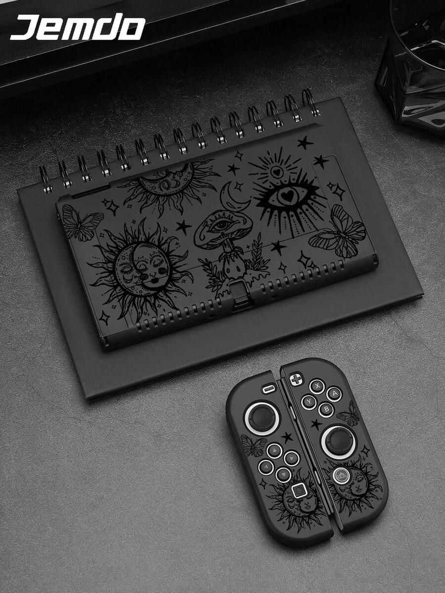 星月图案保护壳适用于 Switch OLED/Switch NS/Switch Lite，游戏机配件，防刮保护套，适合 Switch 玩家的最佳礼物 - 彩色 - 查看 1