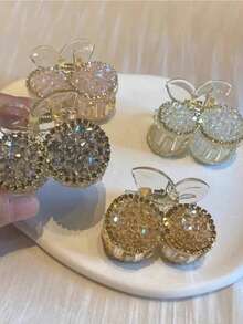 1pc Delicate Rhinestone Cherry Hair Clip, Bangs Clip, Versatile For Everyday Wear, Suitable For All Seasons - Multicolor - View 6