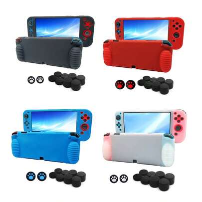 Bộ sản phẩm bao gồm: 1 ốp bảo vệ máy chơi game Switch OLED + 10 nắp chụp cần điều khiển, phụ kiện chơi game bằng silicon chống rơi, chống bụi, chống trầy xước, tay cầm tiện dụng cho trải nghiệm chơi game thoải mái trong thời gian dài.