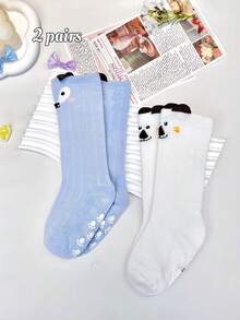 2 Pairs Cartoon Kids Non-Slip Mid-Calf Socks, Spring/Summer - Multicolor - View 1