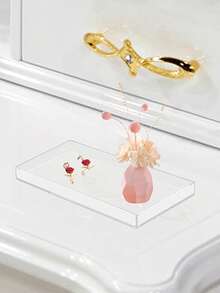 1 件矩形亚克力浴室柜台透明台面托盘，适用于配件、蜡烛、牙刷存储、香水、护肤品存储托盘 - 彩色 - 查看 5