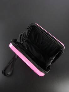 Mini Rhombus Pattern PVC Water-Resistant Hard Shell Shoulder Bag, Casual & Versatile For Men School Supplies - Hot Pink - View 5
