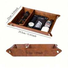 1PC PU Leather Foldable Jewelry Box & Desk Organizer Tray – Creative Storage Box For Earrings, Rings, Keys, Remote, Small Items | Jewelry Organiser & Decorative Home Accessories Holdersummer Storage Organizer Gift Back To School - Multicolor - View 3