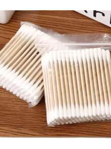 500 Stücke doppelkopf Holz Wattestäbchen zum Reinigen von Nase und Ohren, Makeup-Tools für Frauen, Lippenstift, Wattestäbchen, Spitzen, Ohren-Stäbchen