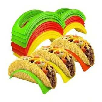 6pcs Random Color Taco Rack,Solid Simple Hollow Out Taco Muffin Bracket,Taco Cooling Tray For Kitchen Food