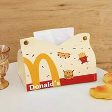 Caja de servilletas con diseño de hamburguesa y papas fritas, caja de pañuelos con diseño de dibujos animados, soporte de papel higiénico creativo y simple para el hogar, decoración de la sala de estar - Multicolor - Ver 3