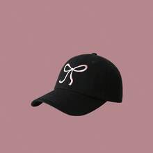 1pc Kpop Y2K Style Blokeffe-Blokcore +Coqette Bow-Embroidered Baseball Cap Adjustable Dad Cap Cute Sweet Style Multi-Purpose Shade Peaked Cap Worn Cowboy Sports Baseball Cap, Vintage Alphabet Embroidery Sun Block Outdoor Fashion Dad Cap Truck Cap Women Girls - Pink - View 3