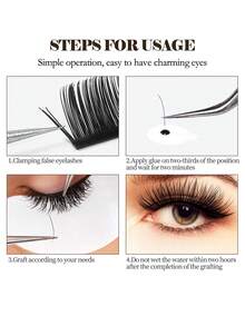 MAGEFY 16D卷翘预制睫毛，0.05/0.07/0.1/0.15/0.2毫米，自然柔软合成貂毛，10/11/12毫米长度，蓬松浓密，手工交叉猫眼造型 - D - 查看 5