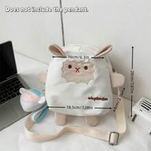 1pc Cartoon Sheep Pattern Lightweight Canvas Crossbody Bag, Vertical Square Shape Summer Shoulder Bag, Suitable For Students, Office Workers, Women, Gift