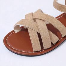Giày sandal đế dày đế phẳng có thể điều chỉnh màu trơn cho nữ, giày đi biển đơn giản, thoải mái, nhẹ, thoải mái, thoáng khí, dễ mang - Màu Khaki - Xem 7