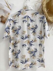 Floral Hawaiian Beach Shirt Summer Men's Short Sleeve Button Down 100% Viscose Fabric Shrinks A Little - 白色 - 查看 3