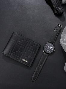 Set de 2 relojes de pulsera cuarzo analógicos de PU versátiles y de moda para hombre