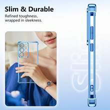 防摔新款电镀防震手机壳，兼容三星 S22/S23/S24/S25+、A04/A05/A14/A15/A24/A25/A34/A54S、OPPO、VIVO、Redmi 13C+、Moto G、Redmi Note 13C/14/12/11PRO、HONOR 90/80/70/60/50/X9AB，全套防震外壳防水防刮 - 藍色 - 查看 5