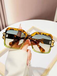 1 件男女通用方形复古街头风 Y2K 拼色时尚眼镜，时尚度假之选 - 彩色 - 查看 18