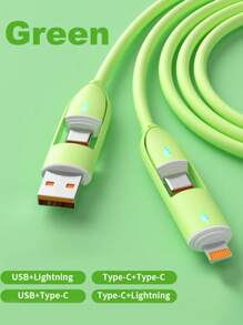 OIITH 4-In-1 60W/100W(MAX)/27W Type C Fast Charging Cable, Silicone Micro USB Type C Charger ,Suitable For Smart Phone USB Multiple Ports, Charging Cable Compatible With Iphone 16/15/14/13/12/11/ S24/S23/S22/S21, Vivo,Compatible With Samsung,Can Charge Other Devices At Full Speed! Nan