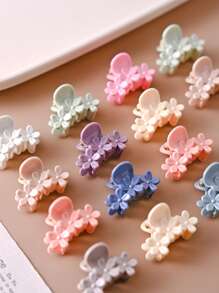 30pcs Muted Color Floral Hair Clips, Elegant & Cute Daily Versatile Hair Accessories For Women, Ponytail Holder