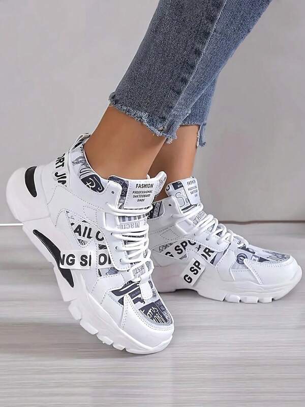 Women's Plus Size Stylish High Top Casual Lightweight Shock Absorbing Outdoor Sports Sneakers, Unisex Design
