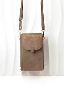 MINGYOU Messenger Bag PU Soft Fashionable Young Multi-Layer Zipper Multi-Function Large Capacity Mobile Wallet For Women Wallet Purse Wallet - Brown - View 4