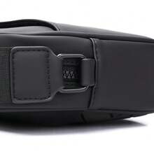 1 件菱形图案闪亮黑色哑光 PU 防水反光拉链开合休闲斜挎包，适合年轻男士 - 黑色 - 查看 6