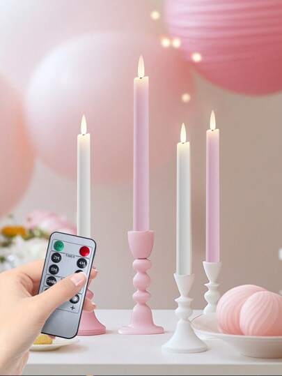 6/3 pièces Bougies LED sans flamme avec lumière clignotante et minuterie à distance, bougies de fenêtre à piles pour anniversaire d'enfants, décorations de fête thème rose et bleu, parfait pour Thanksgiving, Noël, Halloween, mariage, bougies de fenêtre, cadeaux de la Saint-Valentin, cadeaux du Nouvel An, cheminée de Thanksgiving et décoration de la maison