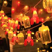 1 Peça Luzes de Corda LED em Formato de Lagosta e Cerveja, Adequadas para Quarto, Casa, Casamento, Aniversário, Festa, Acampamento ao Ar Livre, Decoração Externa, Iluminação de Atmosfera