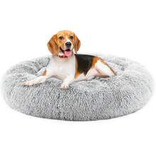 Plush Round Cat Bed With Non-Slip Base – Ultra-Soft Faux Fur For Pets 15-90 Lbs, 4 Sizes (Small To XL) – Cozy & Machine Washable,Grey - Grey - View 3