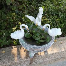 Swan-Inspired Resin Planter For Hydroponics - Artistic Outdoor Garden Decor, 1pc