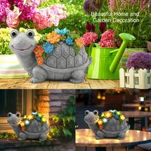 1pc Tortoise Statue,Solar Garden Outdoor Statues, Solar Home Ornaments LED Light Art Decoration, Green Garden Resin, Suitable For Courtyard Lawn Home Decoration Lamps - Turtle - View 8