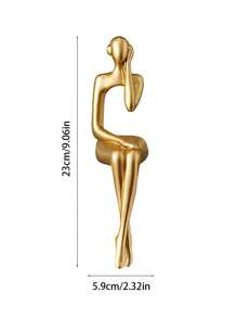 1pc Creative Art Mini Golden Man Decorative Figurine, Modern Minimalist High-End Luxurious Style, Suitable For Home Living Room Entrance Bookshelf Cabinet TV Stand Decor, Office Desk Decoration, Company Hotel Store Window Display, Holiday Gift, Photo Prop