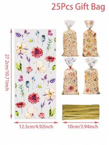 Set de 25/50/100 Bolsas de celofán con diseño floral, bolsas de regalo transparentes, bolsas de fiesta de primavera, bolsas para snacks, decoraciones de primavera, bolsas para empaquetar galletas y chocolates, bolsas de envoltura de caramelos, bolsas de embalaje, suministros para bodas, regalos para despedida de soltera, decoración para baby shower, suministros para fiesta de revelación de género, decoración para fiesta de primer cumpleaños, decoración para fiestas de vacaciones, regalos de fiesta de cumpleaños - flores - Ver 4