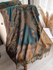 1pc Women Retro Paisley Jacquard Bohemian Style Long Tassel Windproof Scarf/Shawl, Suitable For Daily Outings, Travel And Shooting Bohemian Style Photos For Dress - Multicolor - View 9