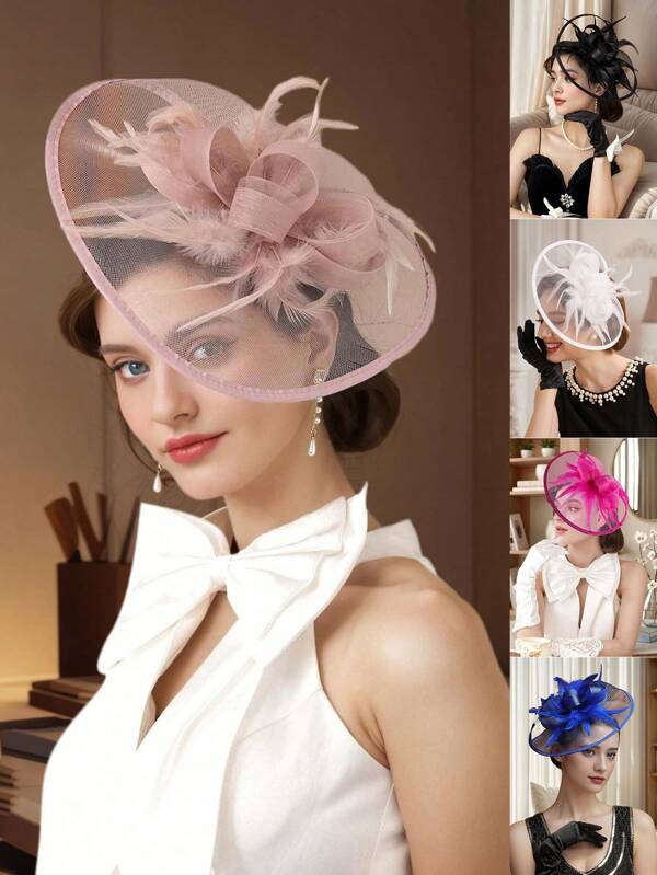 1 Pc Women Fascinators Hats Kentucky Derby Flower Fascinators With Headband And Clip Tea Party Headwear For Women And Girls