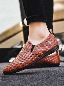 Men's Casual Loafers Slip-On Flats Black Driving Moccasins Comfort Leather Formal Shoes (Run Small & Narrow, Suggest Sizing Up 2 Sizes)