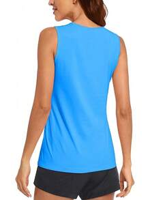 MAGCOMSEN Women's Sleeveless Workout Shirts UPF 80+ Dry Fit Running Wicking Tank Tops Athletic Gym Summer Tops - Azure - View 2