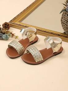 Sandal kiểu La Mã mới năm 2025, đính ngọc trai lấp lánh hình bướm, quai co giãn, mũi tròn, chống trơn trượt, thời trang và dễ thương, phù hợp cho đi làm hàng ngày, dự tiệc, đi nghỉ mát và mặc thường ngày. - Vàng - Xem 2