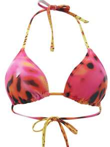 Sexy Tie-Dye Random Print Halter Neck Strap 2Pcs Bikini Set,Removable Swimwear Pads,Summer Dresses For Women,Summer Clothes Women,Festival,Skirts,Ibiza Outfits,Swimwear Women,Bikini Set,Swimming Costume Women,Beach Wear Women,Holiday Co Ord,Beach Dress,Bikinis For Women Sets,Swimsuit - Multicolor - View 3