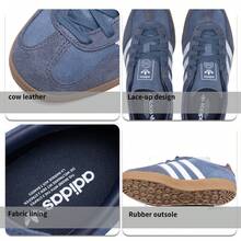 Adidas Originals 男女通用 Gazelle 室内休闲鞋，舒适轻便运动鞋，低帮，耐用，情侣鞋 - 深藍/白/暗紅 - 查看 7