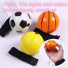 1 pieza Balón de rebote de baloncesto con muñequera, pelota elástica de PU de 60 mm de alto rebote para entrenamiento de jóvenes con correa para la muñeca - Juego deportivo de lanzamiento y rebote duradero, apto para actividades al aire libre como béisbol, baloncesto, fútbol, tenis - Pelota de entrenamiento de coordinación ojo-mano
