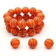 12 Or 36-Piece Basketball Printed Silicone Beads Set (15mm) - DIY Jewelry Making Kit For Keychain/Lanyard/Pendant Craft, Sport Theme Decorative Beads, Handmade Accessories Supplies (Gifts For Women/Men/Students)
