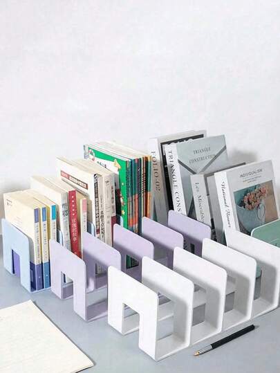 四层书架 多功能书挡 书柜 桌面收纳架 便携式书架 防抖书夹 书架 文具收纳架 独立隔断 大开口 适用于卧室 客厅 学校 宿舍 办公桌 文具 文件 厨房 浴室