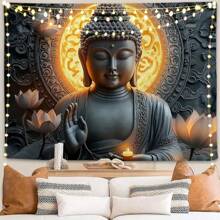 1 Pc Bohemian Tapestry Wall Hanging, Beige White Floral Tapestry With Dotted Daisy Medallion Print Bedroom Boho Hippie Home Decor Rama Decoration Rama Gifts Birthday Graduation