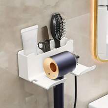 Wall Mount Hair Dryer Holder Rack, Bathroom Hairdryer Storage Organizer, No Drill Wall Mounted Hairdryer Stand Back To School
