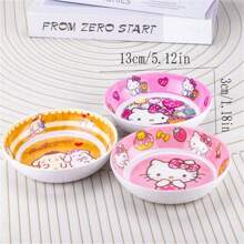 Sanrio (Authorized) Sanrio 1pc Sanrio Cartoon Multi Functional Dining Table Bone Slag Plate Cute Home Plate Round Cake Snack Plate Small Vegetable Plate Canteen Bone Slag Plate, Suitable For Various Scenarios, Very High Beauty Plate, Suitable For Various Festival Gifts And Party Gifts,School Supplies