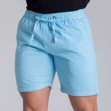 Men's Twill Shorts Simple Casual Fabric Pocket Drawstring Bermuda Shorts - 淺藍色 - 查看 4