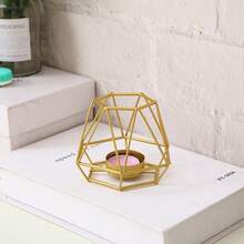 1 件欧式镂空铁烛台，简约时尚，婚礼 - 黑色 - 查看 6